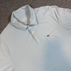 Vineyard Vines Polo Shirt Mens Large Light Blue Edgartown Pocket Stretch Casual